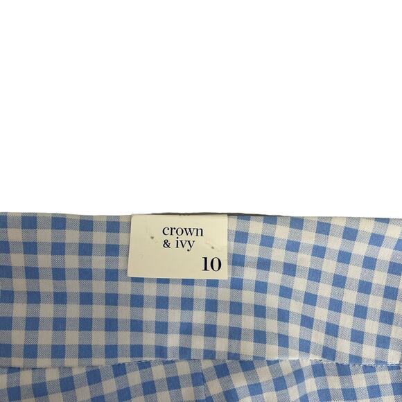 Crown & Ivy Crop Pants Size 10 Checkered Blue and White - Picture 4 of 12